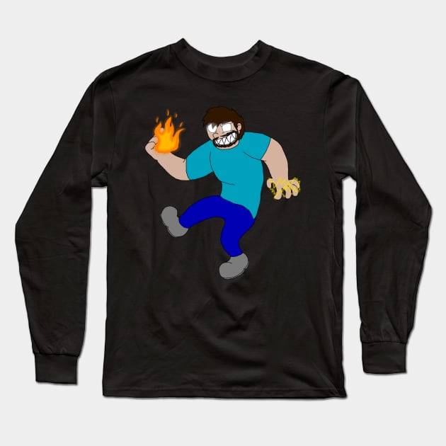 Toon Herobrine With Powers Long Sleeve T-Shirt by HuskyWerewolf